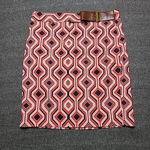 Michael Kors Womens Retro Skirt 10 Geometric Print Pink Multicolor‎ With Belt